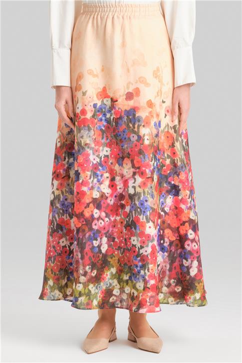 Armine Godeli Ve Desenli Etek 24Y1628 Oranj