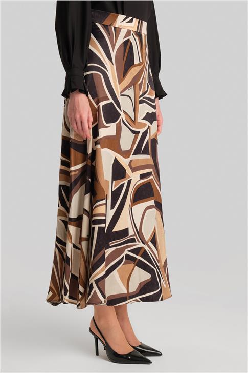 Armine Desenli Etek 24Y1643 Kahverengi