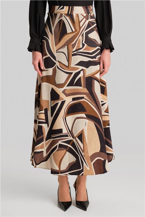 Armine Desenli Etek 24Y1643 Kahverengi