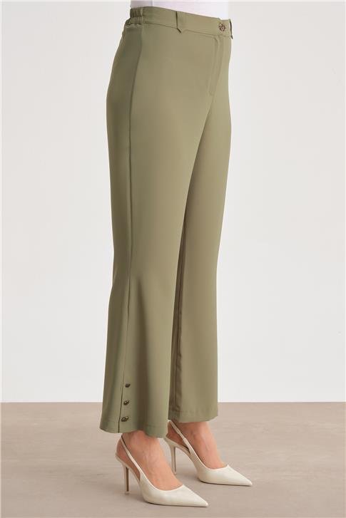 Armine Paçası Düğmeli Flare Pantolon 24Y2611 Yeşil