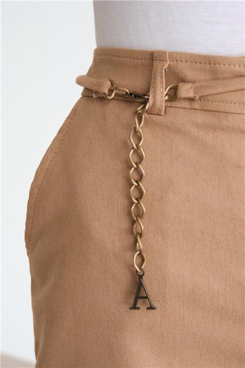 Armine Beli Zincirli Pantolon 24Y2612 Camel