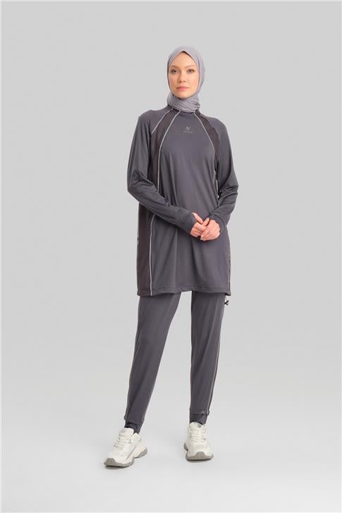 Armine Bilek Bantlı Beli Lastikli Pantolon 23K2516 Antrasit