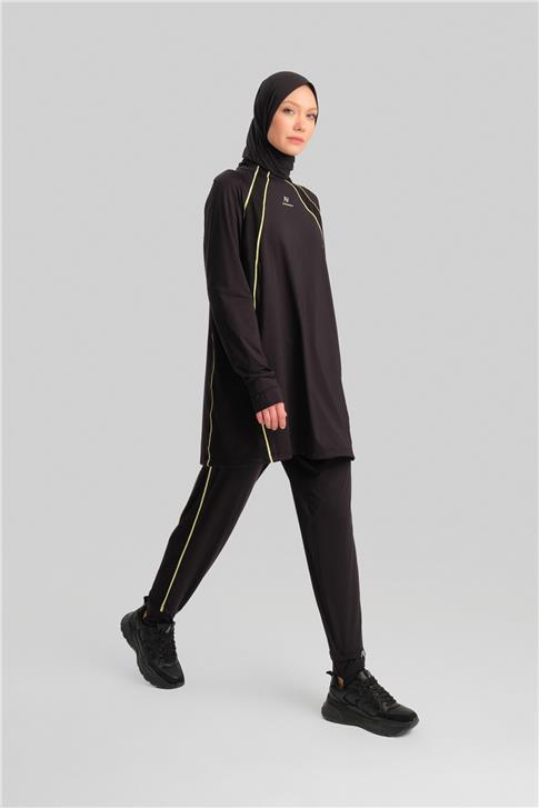 Armine Bilek Bantlı Beli Lastikli Pantolon 23K2516 Siyah