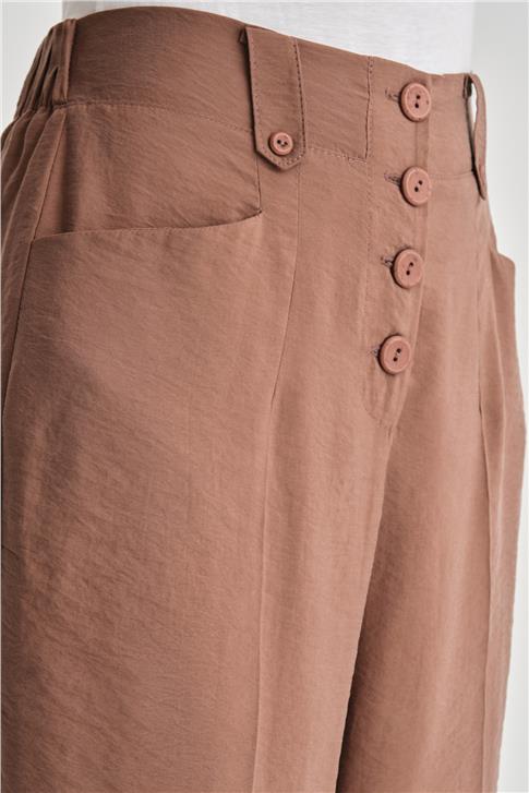 Armine Düğmeli Modal Pantolon 24K2621 Acı Kahve