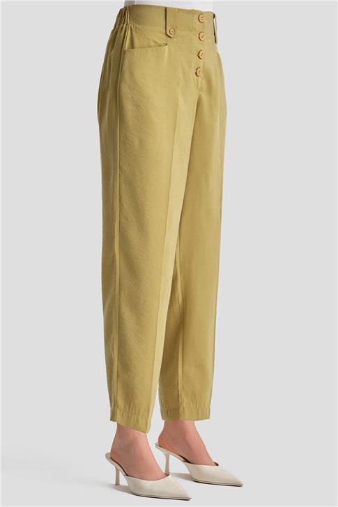 Armine Düğmeli Modal Pantolon 24K2621 Zeytin