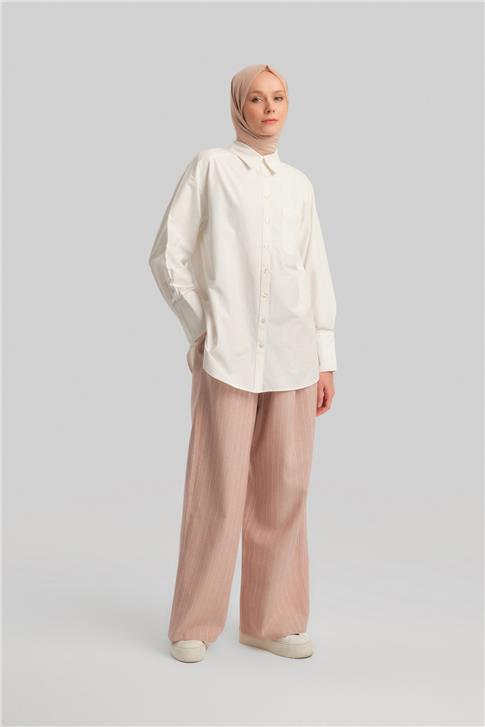 Armine Çizgi Dokulu Rahat Pantolon 24Y2629 Kiremit