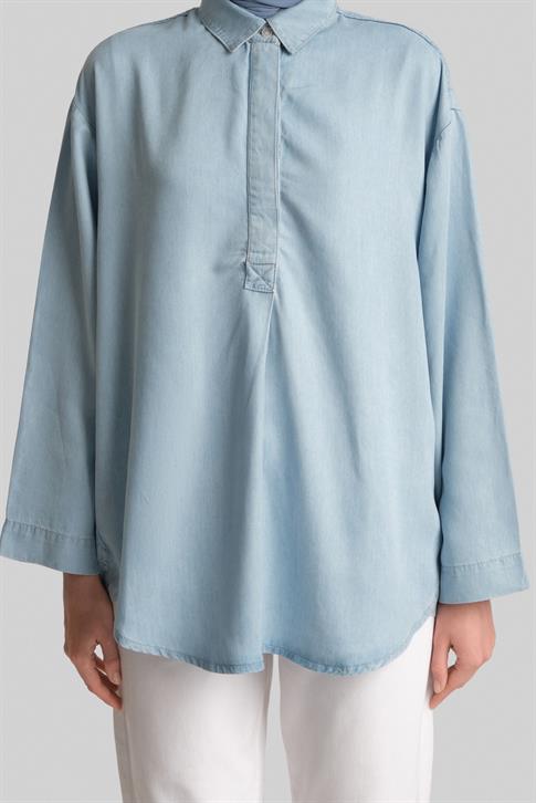 Armine Tencel Bluz 24Yd3407 Açık Mavi