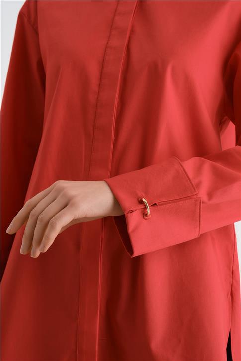 Armine Manşeti Halkalı Oversize Gömlek 24Y3520 Kiraz