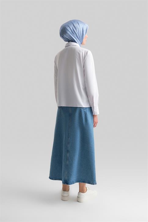 Armine Manşeti Logolu Basic Gömlek 24Y3522 Beyaz