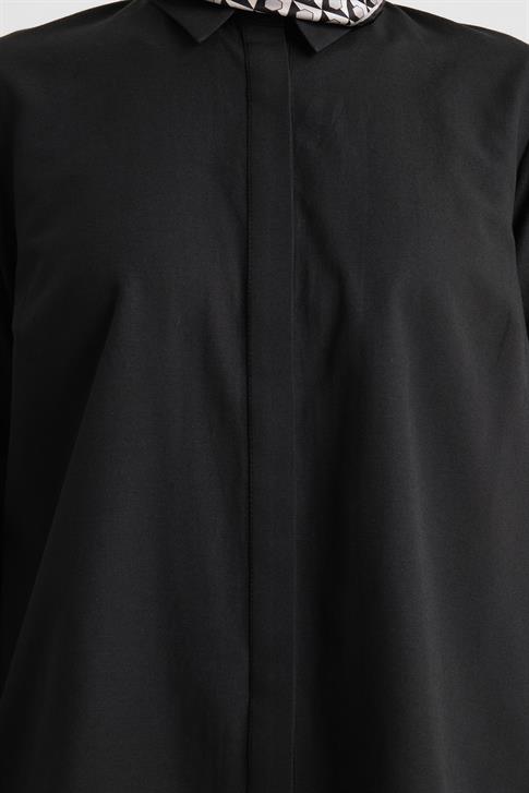 Armine Manşeti Logolu Basic Gömlek 24Y3522 Siyah