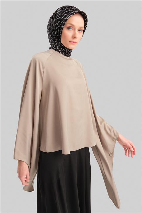 Armine İspanyol Kollu Bluz 24Y3531 Vizon