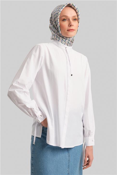 Armine Biye Detaylı Gömlek 24Y3532 Beyaz