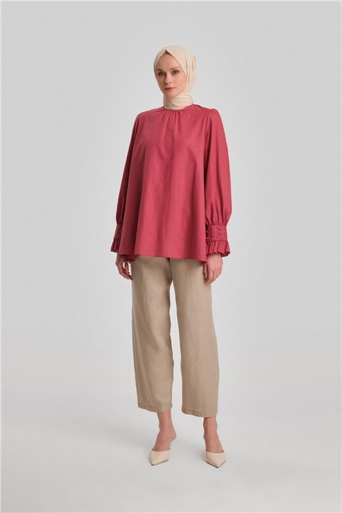 Armine Kolu Gipeli Bluz 24Y3533 Vişne