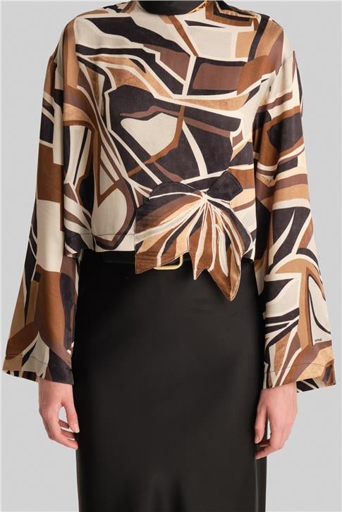 Armine Aplike Çiçekli Bluz 24Y3557 Kahverengi