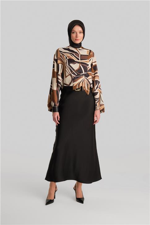 Armine Aplike Çiçekli Bluz 24Y3557 Kahverengi