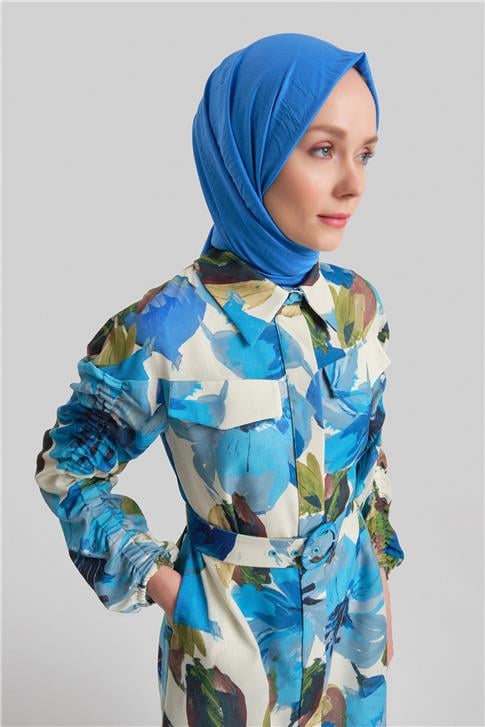 Armine Cepli ve Desenli Tunik 24Y4028 Mavi