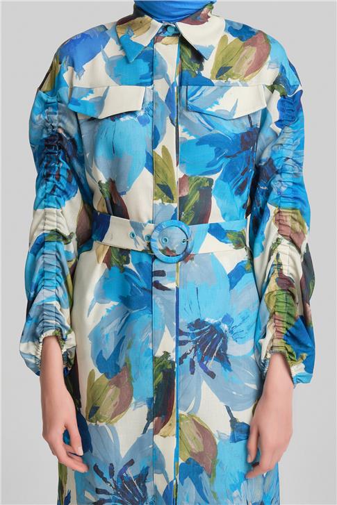 Armine Cepli ve Desenli Tunik 24Y4028 Mavi