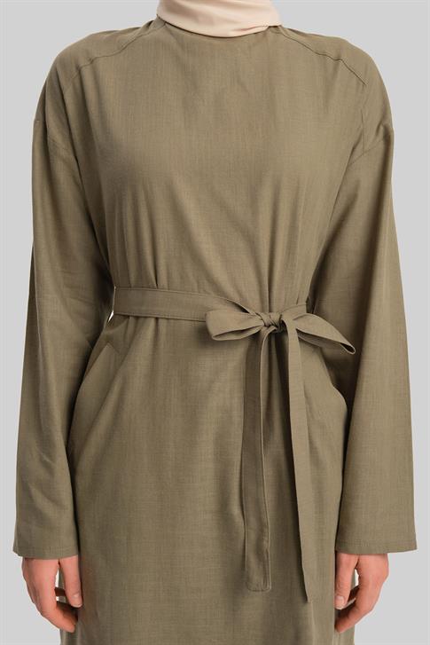 Armine Kemerli Pamuk Tunik Elbise 24Y4103 Haki