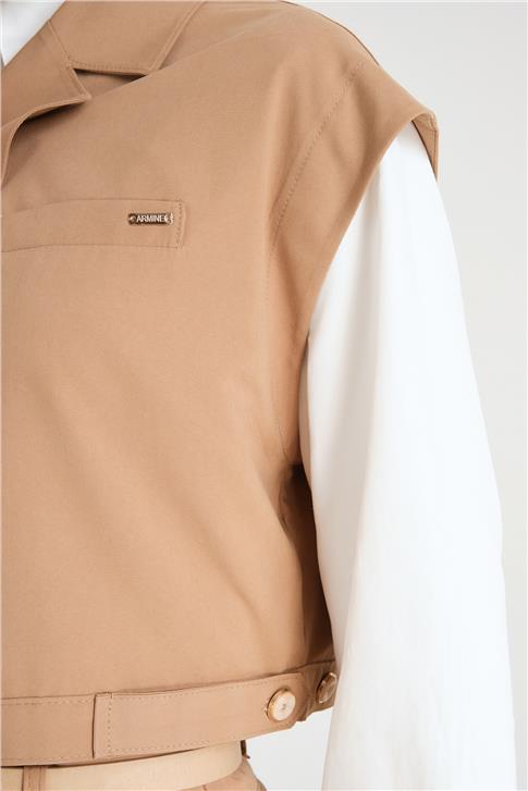 Armine Kısa Yelek 24Y4901 Camel