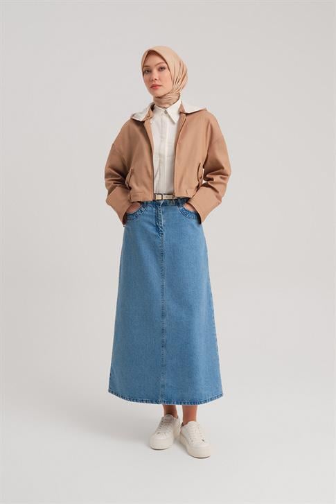 Armine Seyyar Kapüşonlu Ve Kemerli Pamuk Ceket 24Y5406 Camel