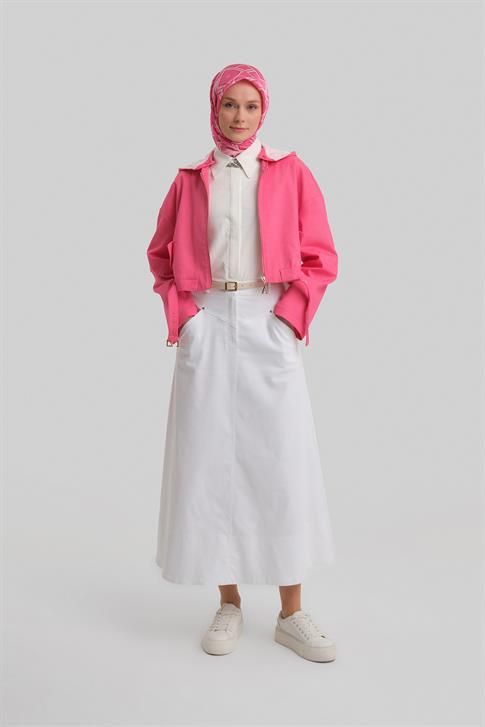 Armine Seyyar Kapüşonlu Ve Kemerli Pamuk Ceket 24Y5406 Orkide