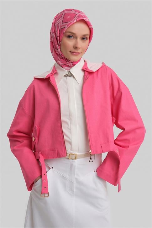 Armine Seyyar Kapüşonlu Ve Kemerli Pamuk Ceket 24Y5406 Orkide