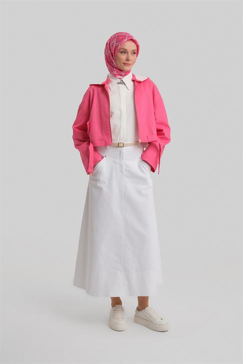 Armine Seyyar Kapüşonlu Ve Kemerli Pamuk Ceket 24Y5406 Orkide