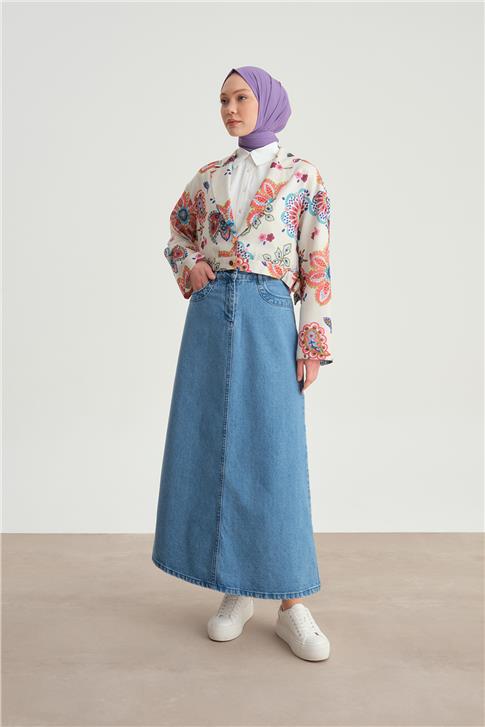 Armine Beli Tokalı Desenli Ceket 24Y5407 Pembe
