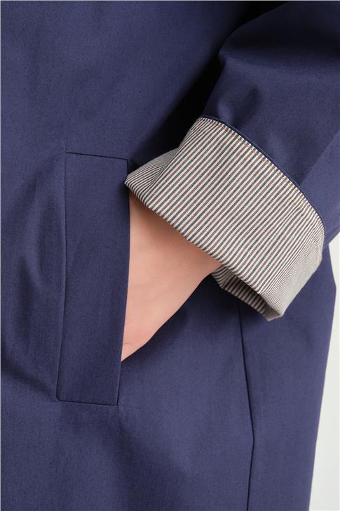 Armine Manşeti Çizgili Trençkot  24Y5502 Lacivert