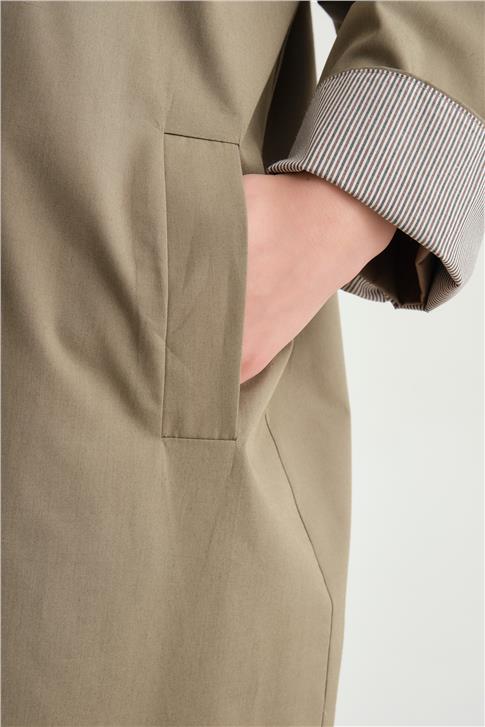 Armine Manşeti Çizgili Trençkot  24Y5502 Açık Haki