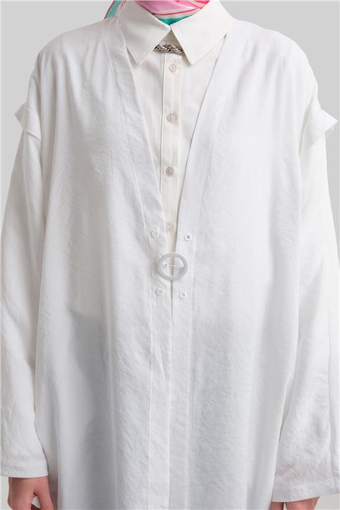 Armine Omuz Pileli Oversize Giy Çık 24Y5508 Beyaz