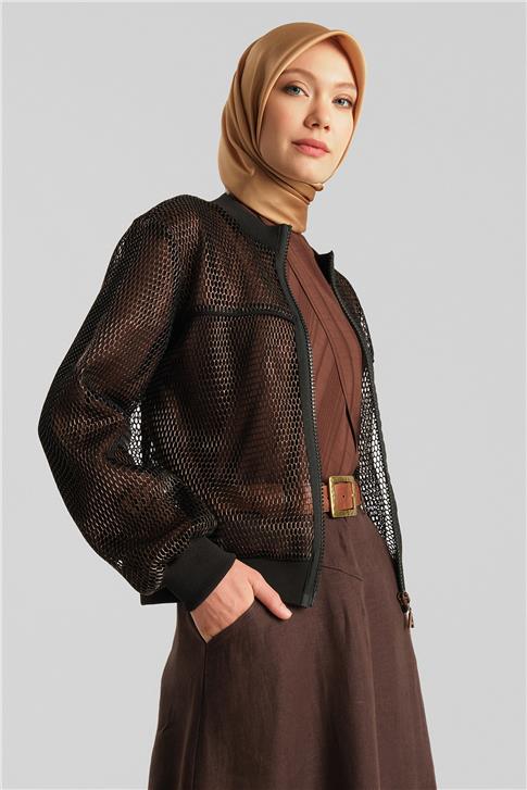 Armine Filesi Gold Efektli Ceket 24Y5509 Siyah