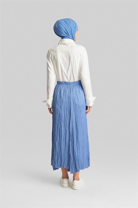 Armine Kırışık Görünümlü Pileli Etek 24Yd5601 Bebe Mavisi