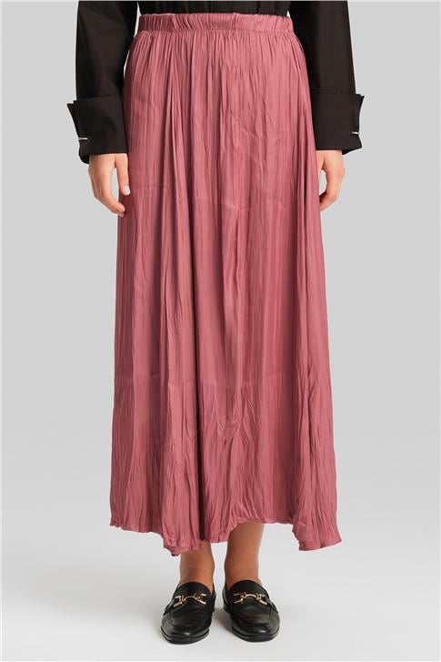 Armine Kırışık Görünümlü Pileli Etek 24Yd5601 Gül kurusu