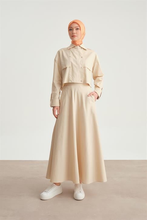 Armine Ceket Görünümlü Pamuk Etekli Takım 24Y6801 Kemik