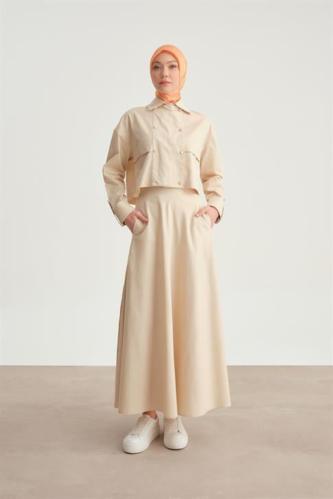 Armine Ceket Görünümlü Pamuk Etekli Takım 24Y6801 Kemik