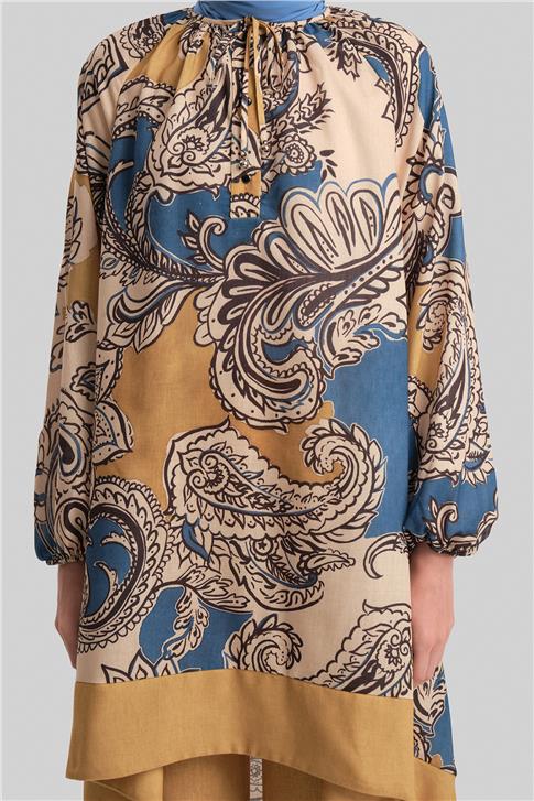 Armine Pantolonlu Desenli Takım 24Y6834 Safran