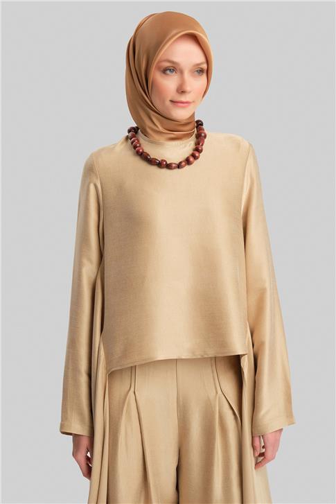 Armine Asimetrik Bluzlu Cupra Takım 24Y6842 Bej