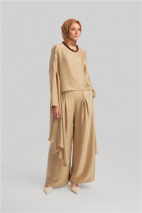 Armine Asimetrik Bluzlu Cupra Takım 24Y6842 Bej