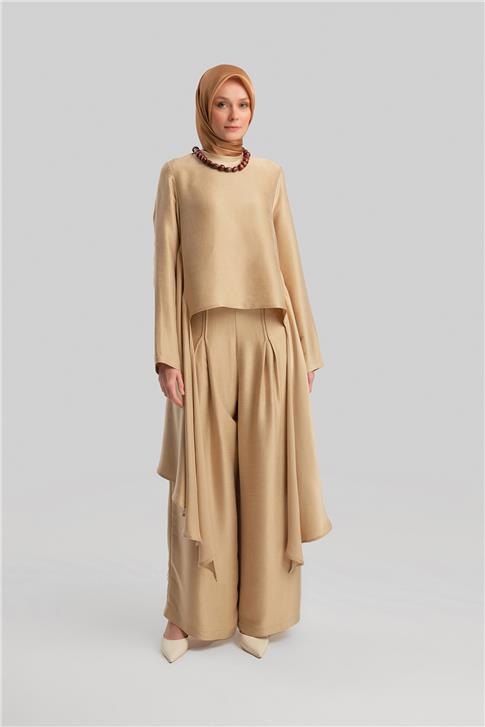 Armine Asimetrik Bluzlu Cupra Takım 24Y6842 Bej