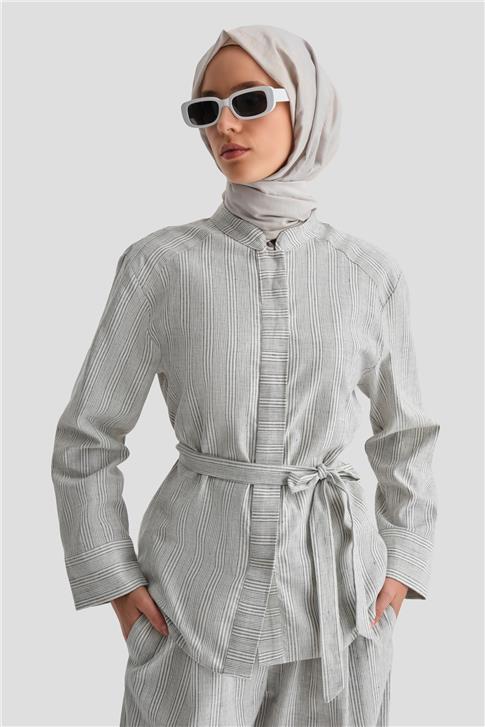 Armine Kalın Çizgili Pamuk Takım 24K6853 İndigo