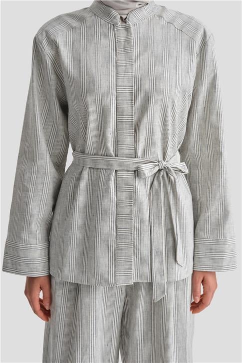 Armine Kalın Çizgili Pamuk Takım 24K6853 İndigo