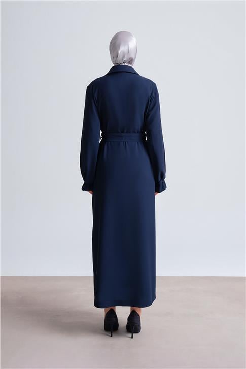 Armine Bileği Lastikli Pardösü 24Y8703 Lacivert