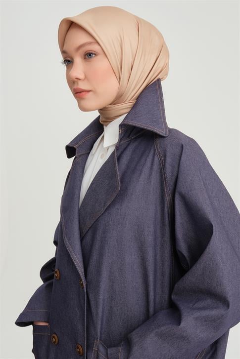 Armine Denim Oversize Trençkot 24Y8708 Lacivert