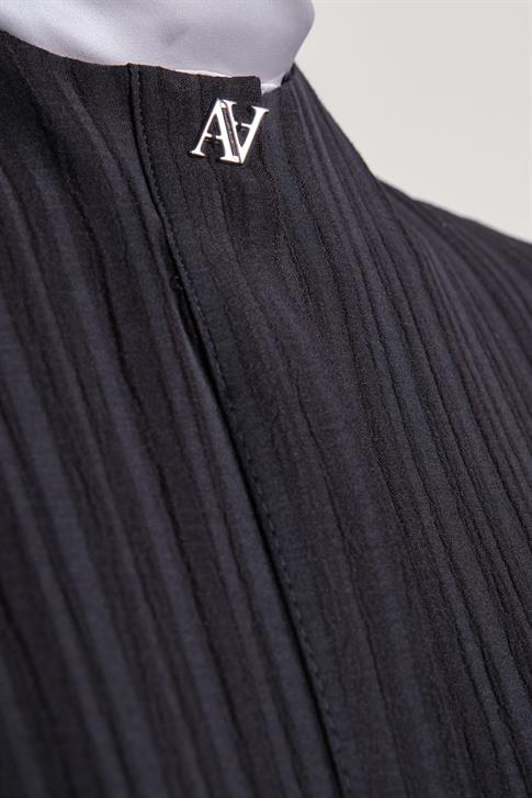 Armine Kolu Daraltılabilen Dokulu Viskon Ferace 24Y8801 Siyah