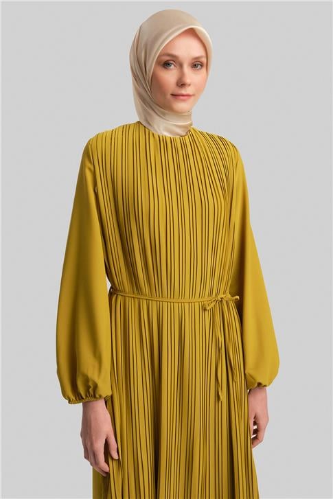 Armine Piliseli Elbise 24Yd9435 Asit Yeşil