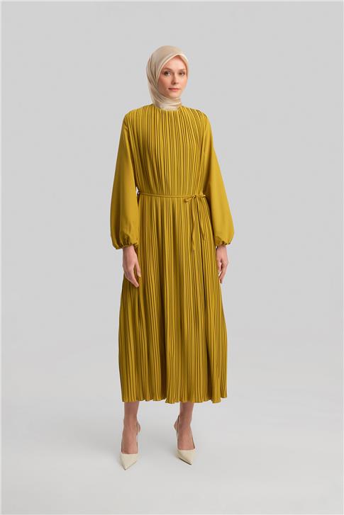 Armine Piliseli Elbise 24Yd9435 Asit Yeşil