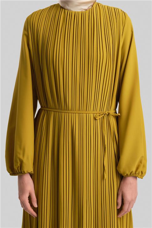 Armine Piliseli Elbise 24Yd9435 Asit Yeşil