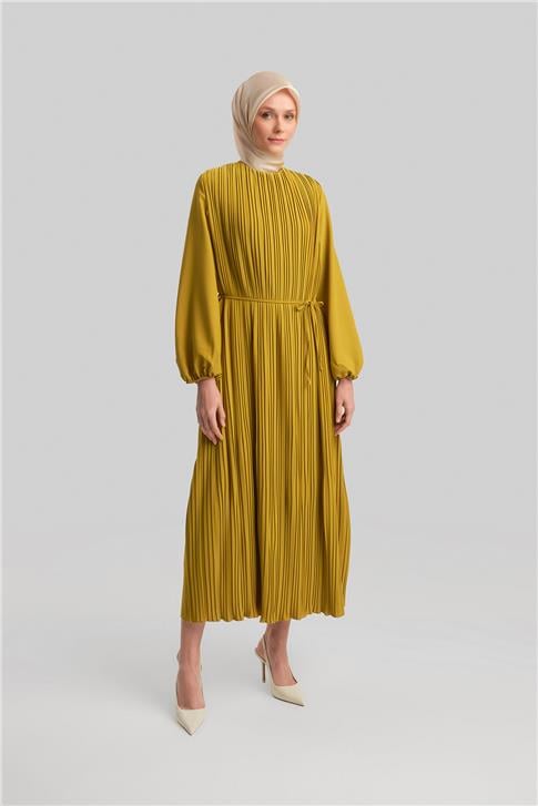 Armine Piliseli Elbise 24Yd9435 Asit Yeşil