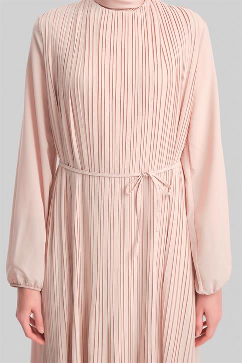 Armine Piliseli Elbise 24Yd9435 Bej